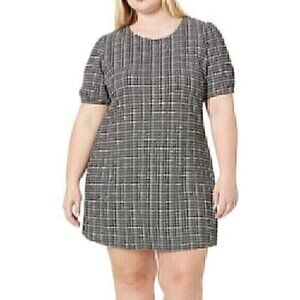 CITY CHIC Plus Size VANITY XS Little Miss Dress Black Checkered Plaid Mini Shift